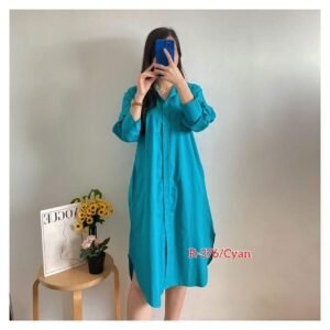 Cyan Long Oversized Shirt