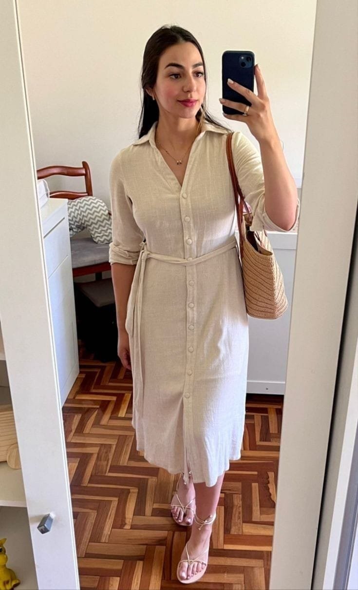 White Cotton Shirt Dress