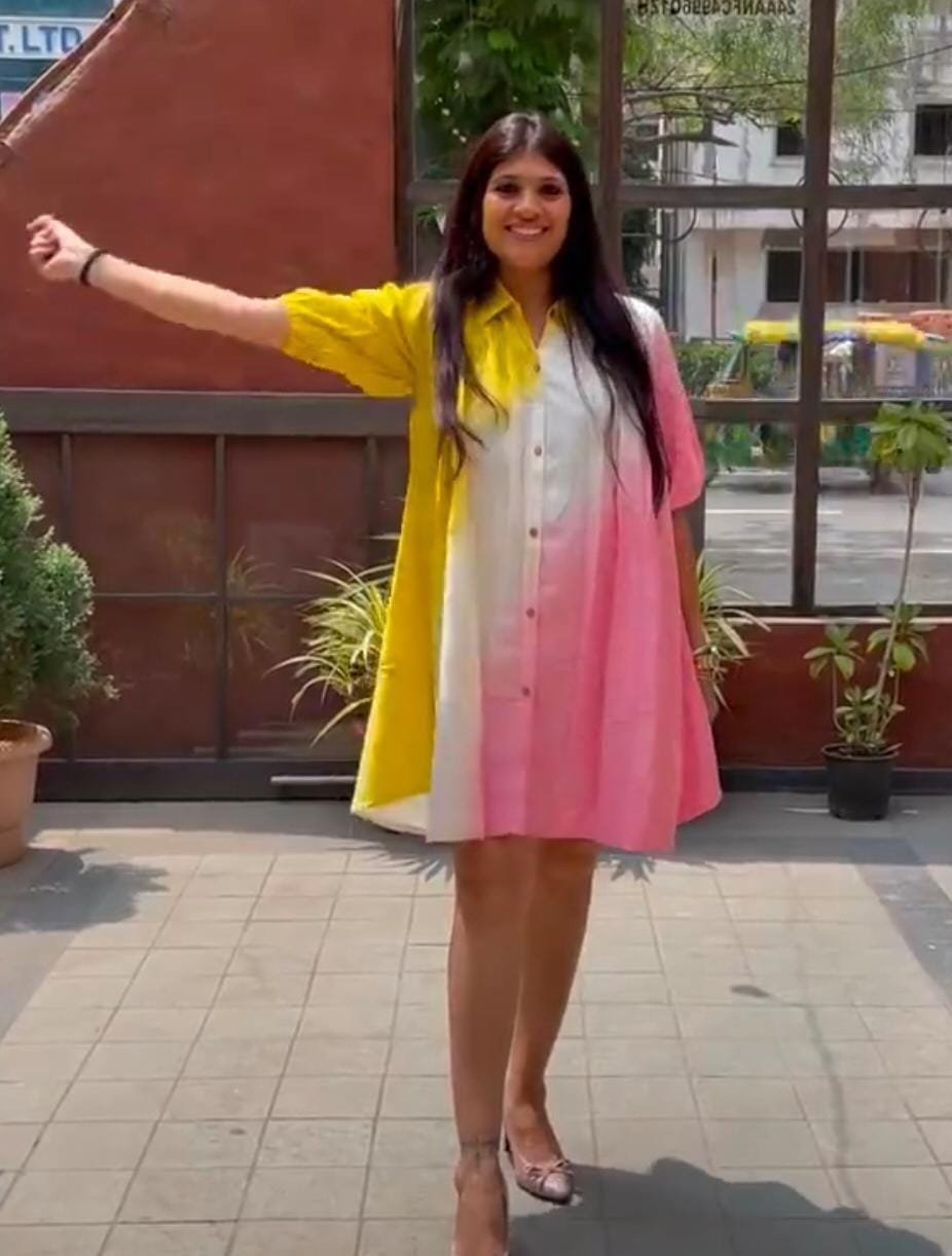 Multicolor Ombre Shirt Dress