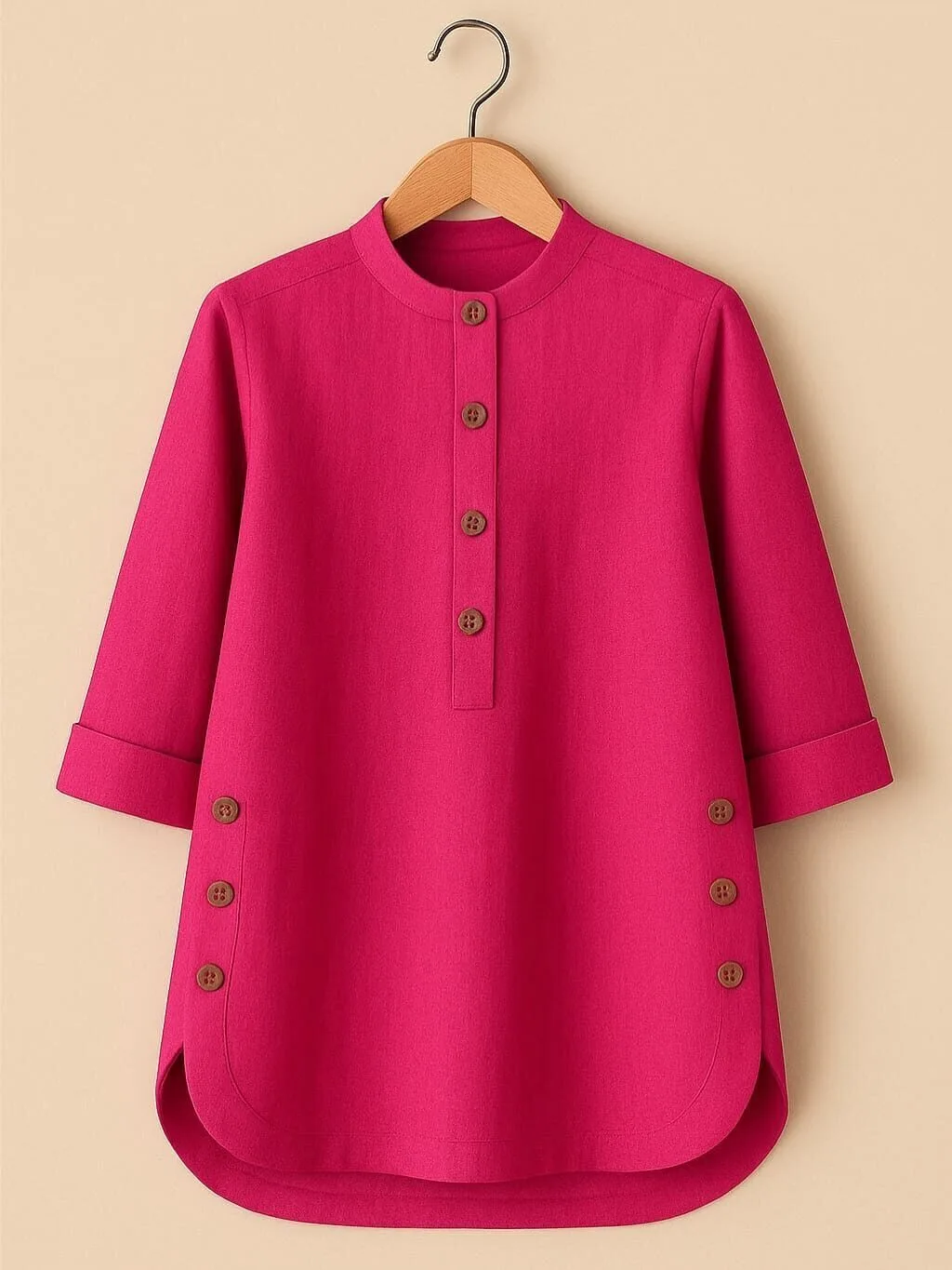 Solid Cotton Tunic Top - Urbanchic Plus Size Women's Fashion