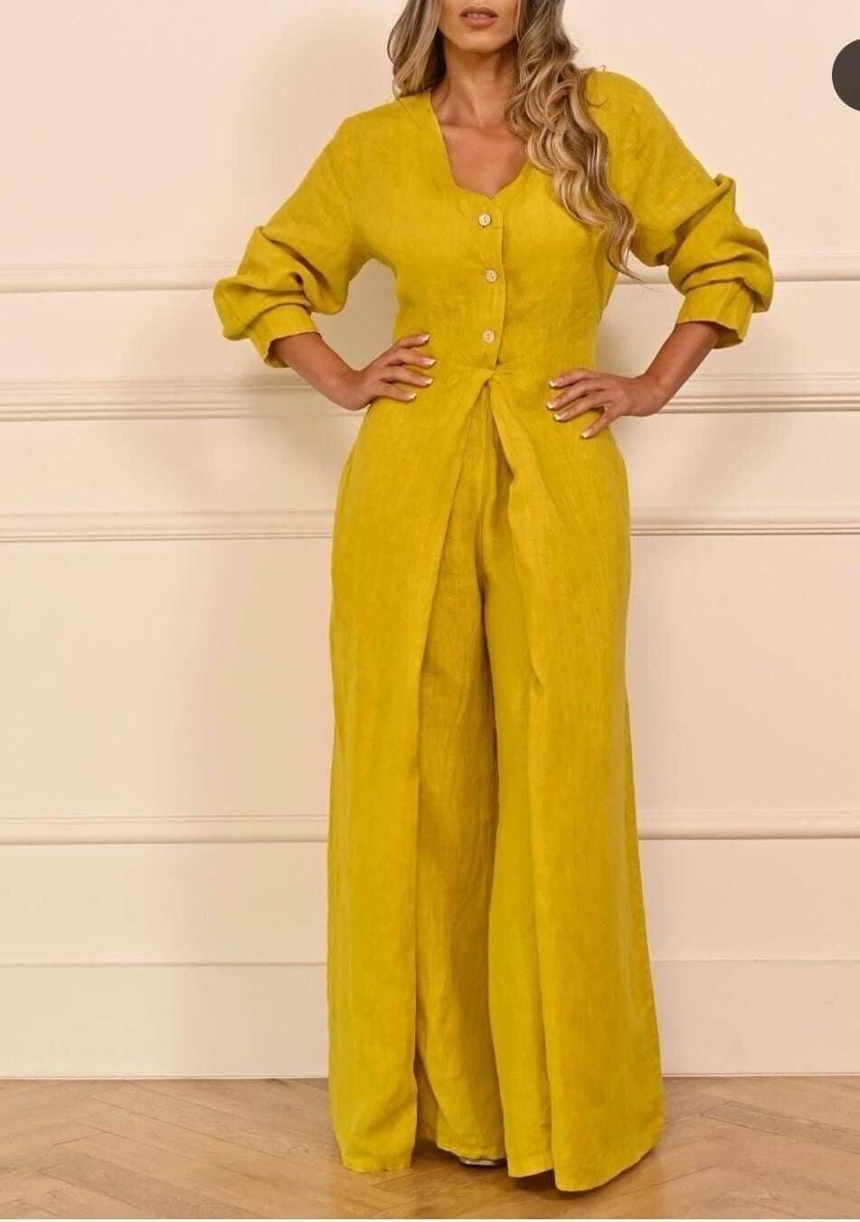 Trendy Buttoned Long Kurta Plazo Set