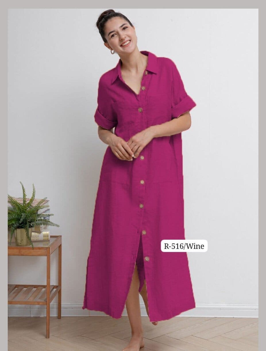Cotton Long Shirt Dress