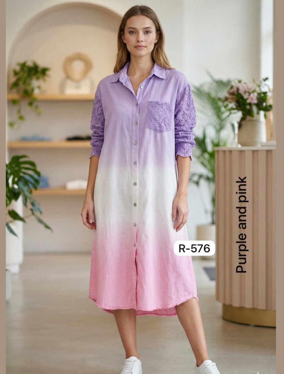 Ombre Cotton Schiffli Shirt
