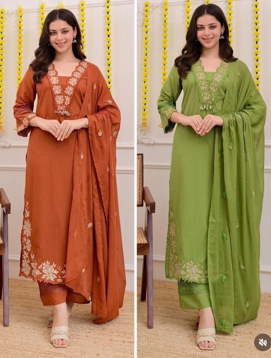 Cotton Embroidered Suit Set