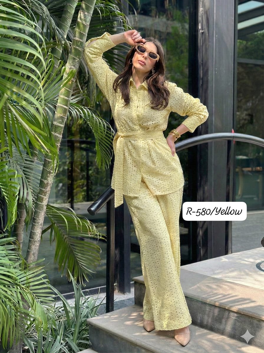 Stylish Schiffli Co-Ord Set