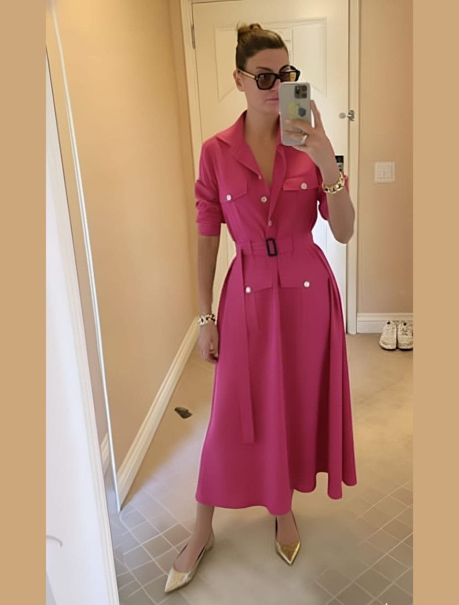 Classic Collared Midi Dress