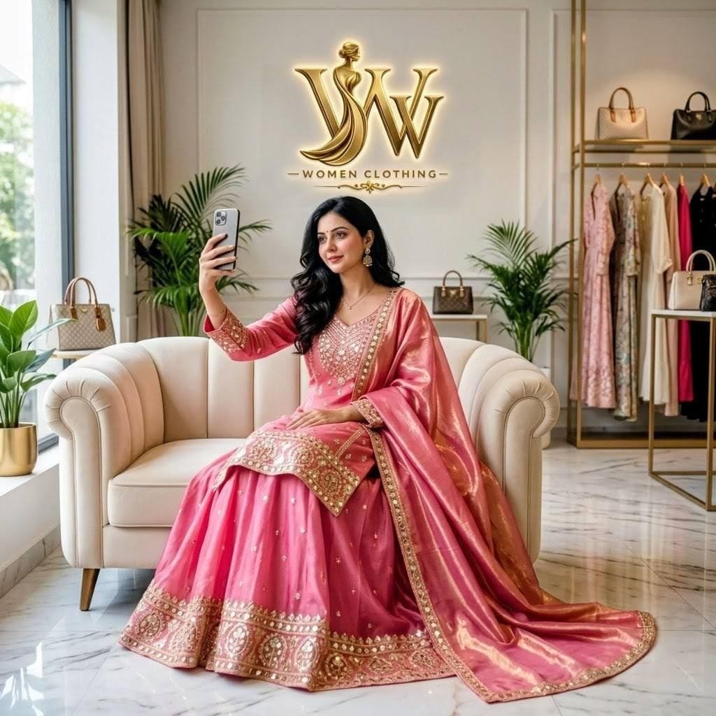 Pink Organza Party Suit