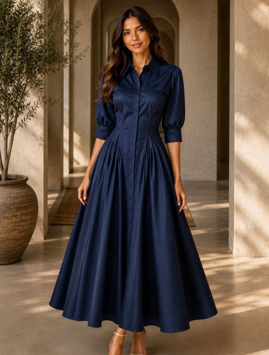 Classic Tiered Shirt Dress