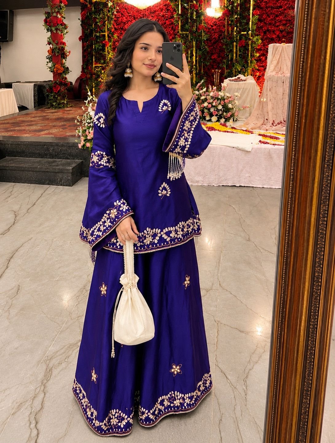 Embroidered Kurti Palazzo Suit